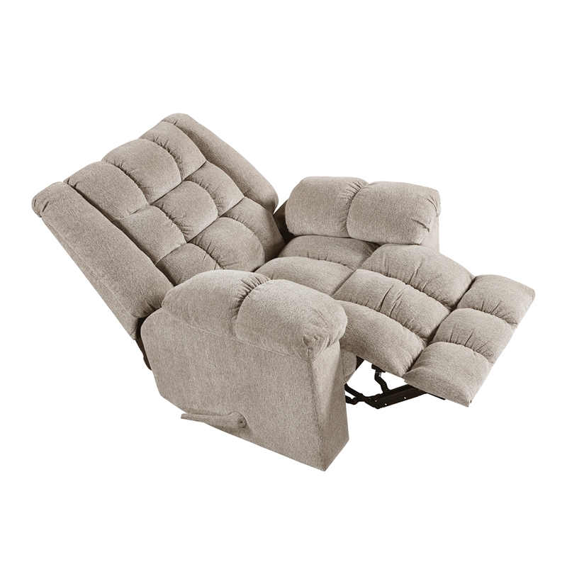 Pemberly Row Chenille Rocker Recliner with Foam over Pocket Coils in Light Brown