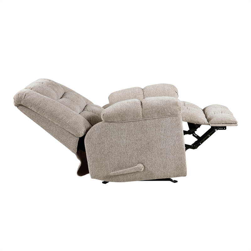 Pemberly Row Chenille Rocker Recliner with Foam over Pocket Coils in Light Brown