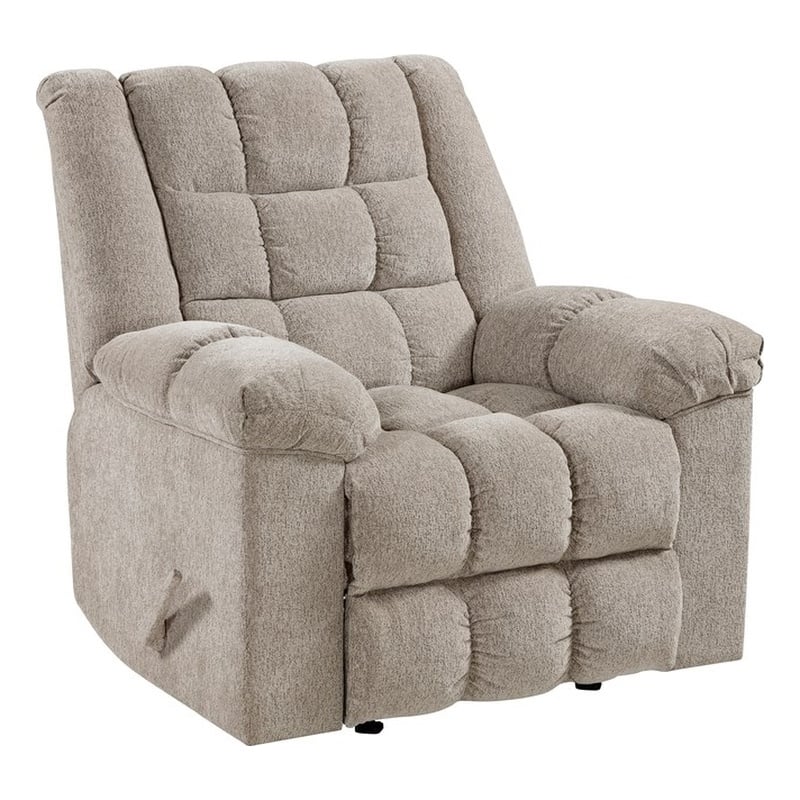 Pemberly Row Chenille Rocker Recliner with Foam over Pocket Coils in Light Brown