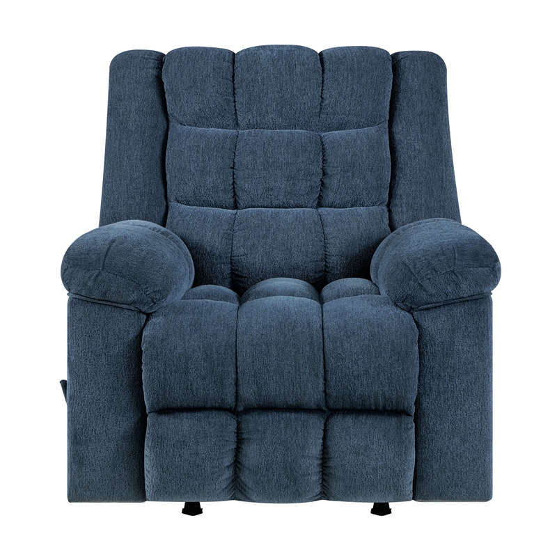 Pemberly Row Chenille Rocker Recliner with Foam over Pocket Coils in Blue