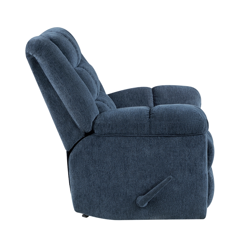 Pemberly Row Chenille Rocker Recliner with Foam over Pocket Coils in Blue