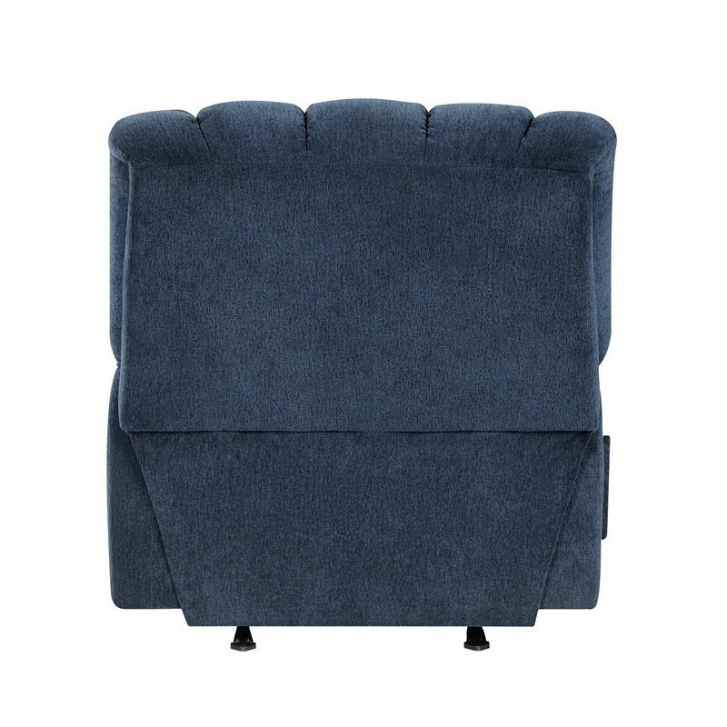 Pemberly Row Chenille Rocker Recliner with Foam over Pocket Coils in Blue