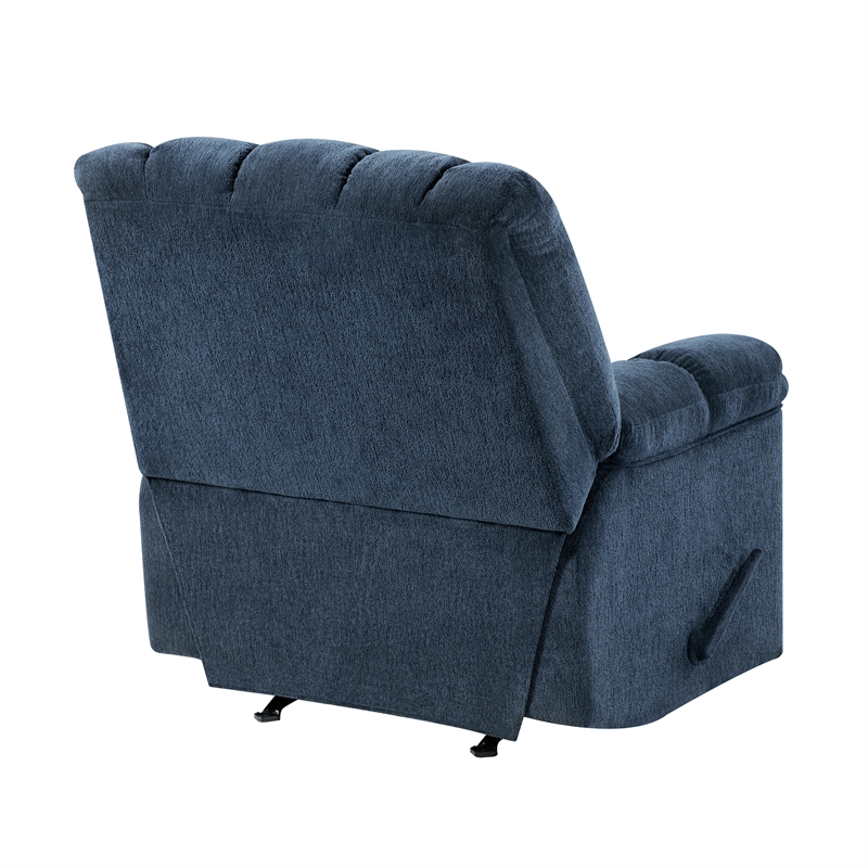 Pemberly Row Chenille Rocker Recliner with Foam over Pocket Coils in Blue