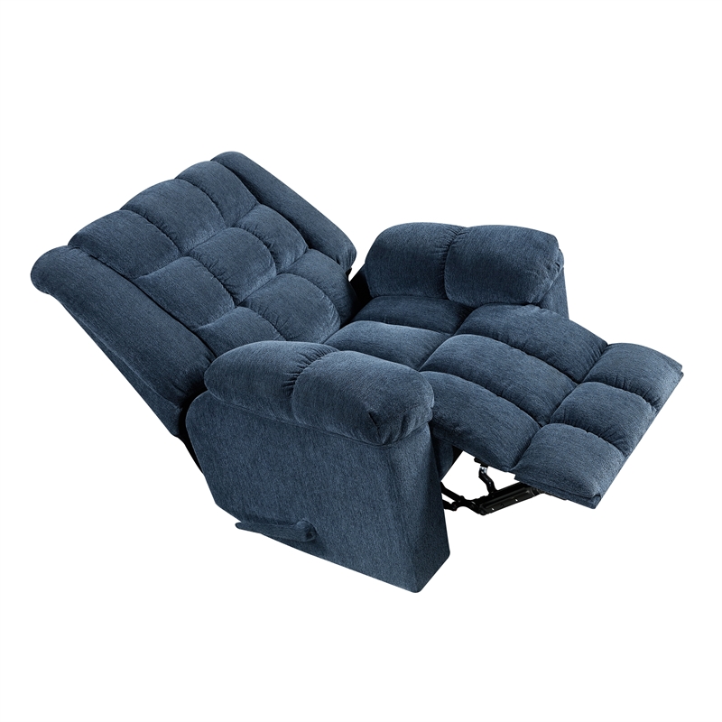 Pemberly Row Chenille Rocker Recliner with Foam over Pocket Coils in Blue