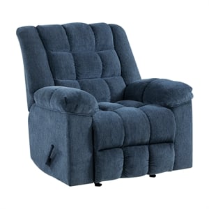 Pemberly Row Chenille Rocker Recliner with Foam over Pocket Coils in Blue