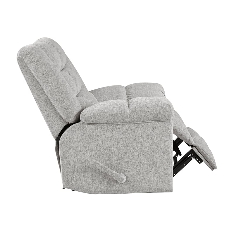 Pemberly Row Chenille Rocker Recliner with Foam over Pocket Coils in Light Gray