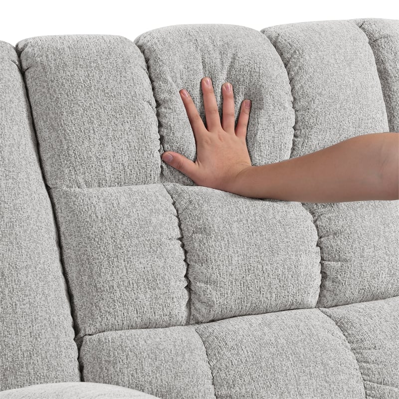 Pemberly Row Chenille Rocker Recliner with Foam over Pocket Coils in Light Gray