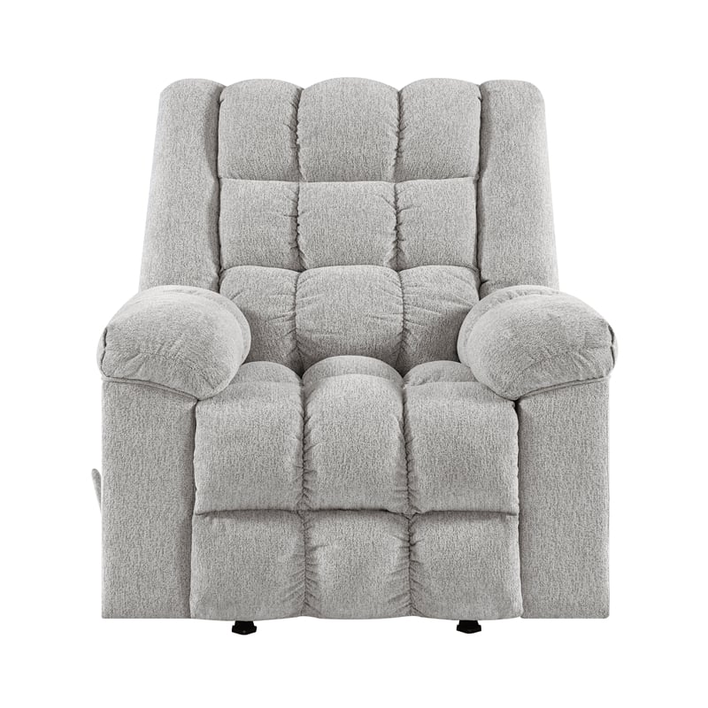 Pemberly Row Chenille Rocker Recliner with Foam over Pocket Coils in Light Gray