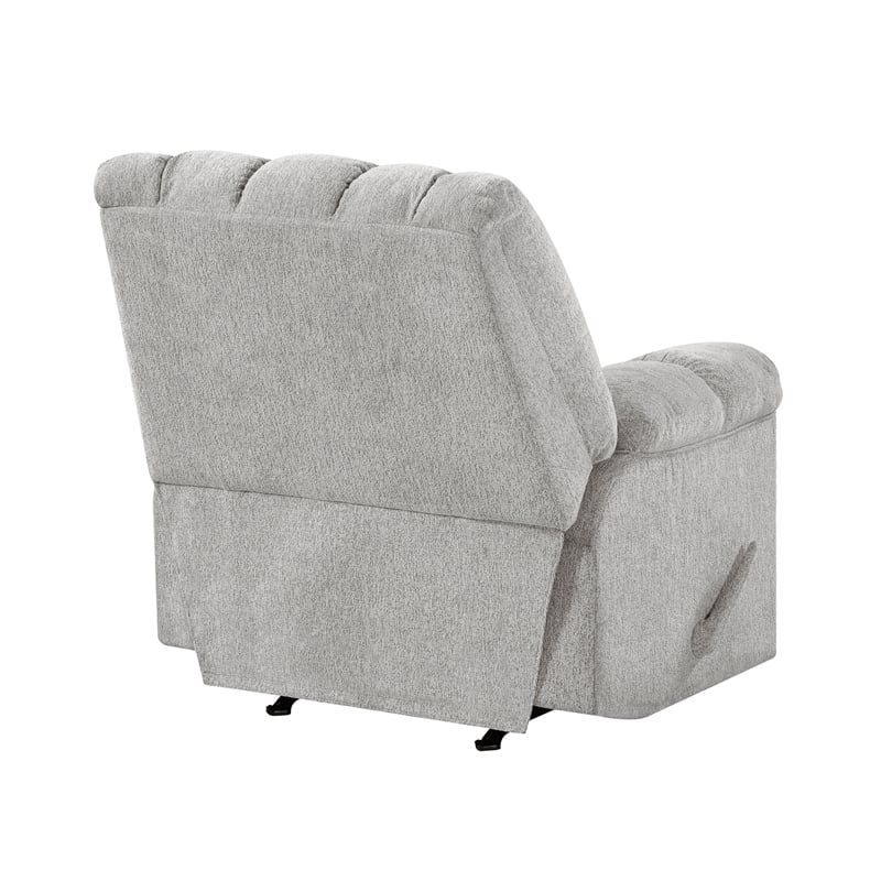 Pemberly Row Chenille Rocker Recliner with Foam over Pocket Coils in Light Gray