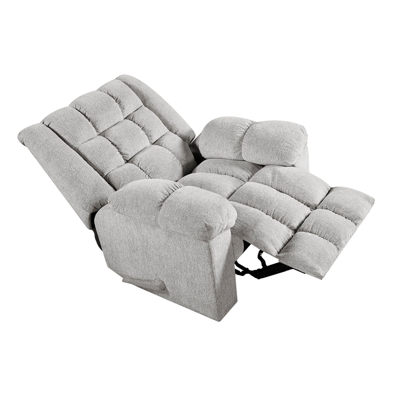 Pemberly Row Chenille Rocker Recliner with Foam over Pocket Coils in Light Gray