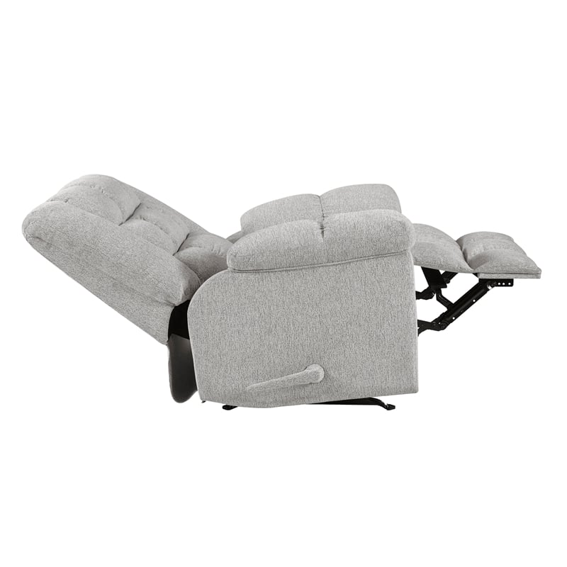Pemberly Row Chenille Rocker Recliner with Foam over Pocket Coils in Light Gray