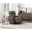 Pemberly Row Top Grain Leather Swivel Glider Recliner 300 lbs in Dark Brown