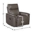 Pemberly Row Top Grain Leather Swivel Glider Recliner 300 lbs in Dark Brown