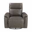 Pemberly Row Top Grain Leather Swivel Glider Recliner 300 lbs in Dark Brown