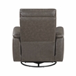Pemberly Row Top Grain Leather Swivel Glider Recliner 300 lbs in Dark Brown