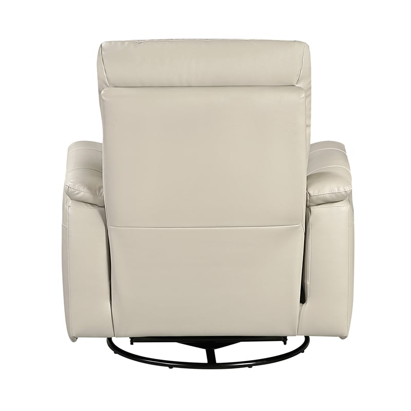 Pemberly Row Top Grain Leather Swivel Glider Recliner 300 lbs in Taupe
