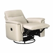 Pemberly Row Top Grain Leather Swivel Glider Recliner 300 lbs in Taupe