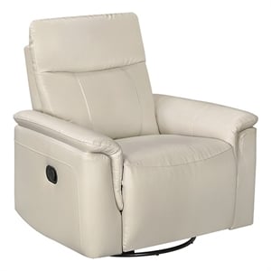 Pemberly Row Top Grain Leather Swivel Glider Recliner 300 lbs in Taupe