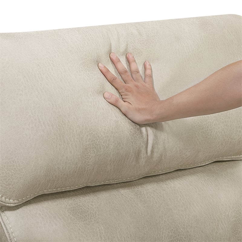 Pemberly Row Polished Microfiber Rocker Recliner with Pocket Coils in Sand