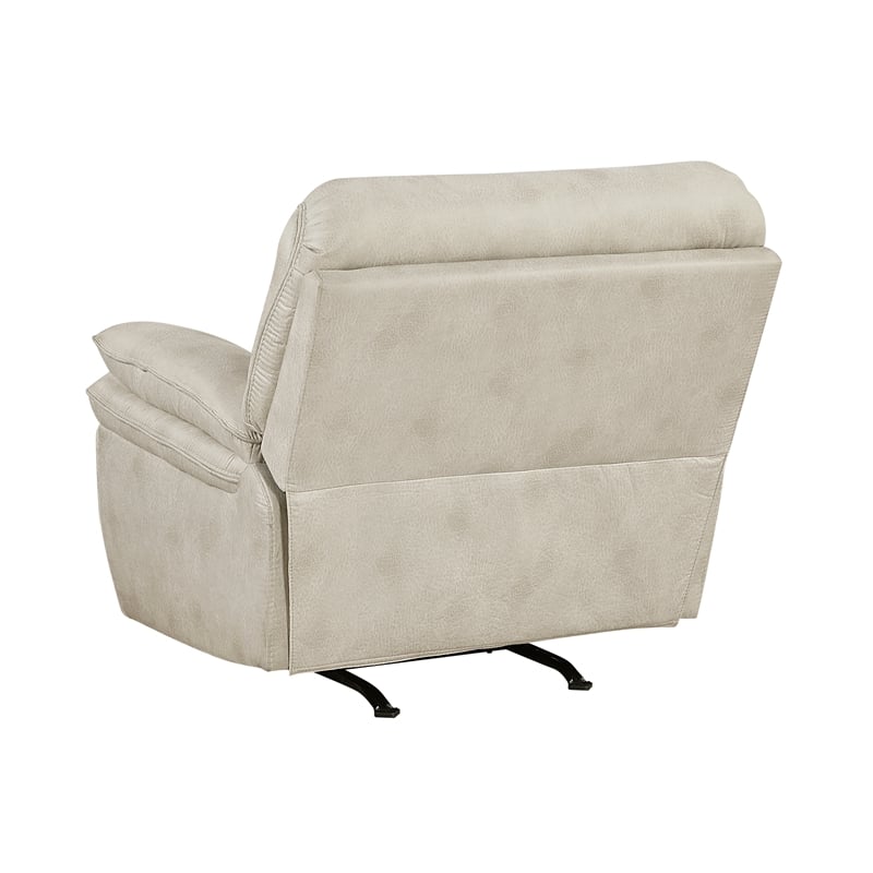 Pemberly Row Polished Microfiber Rocker Recliner with Pocket Coils in Sand
