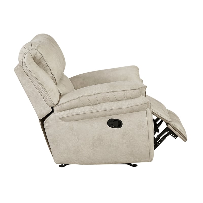 Pemberly Row Polished Microfiber Rocker Recliner with Pocket Coils in Sand