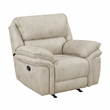 Pemberly Row Polished Microfiber Rocker Recliner with Pocket Coils in Sand