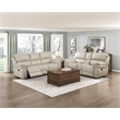 Pemberly Row Microfiber Double Reclining Loveseat with Console 600 lbs in Sand