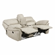 Pemberly Row Microfiber Double Reclining Loveseat with Console 600 lbs in Sand
