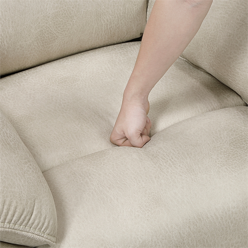 Pemberly Row Polished Microfiber Power Recliner with USB Port in Sand