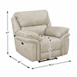 Pemberly Row Polished Microfiber Power Recliner with USB Port in Sand