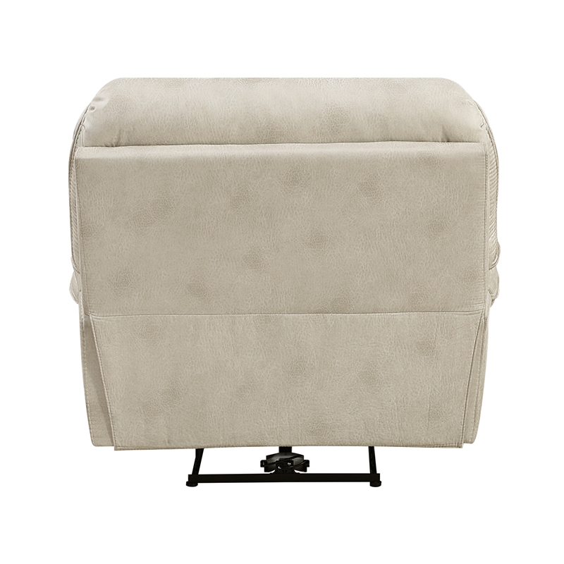Pemberly Row Polished Microfiber Power Recliner with USB Port in Sand