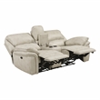Pemberly Row Microfiber Power Reclining Loveseat with Console USB in Sand