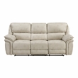 Pemberly Row Polished Microfiber Double Reclining Sofa 900 lbs Total in Sand