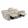 Pemberly Row Polished Microfiber Double Reclining Sofa 900 lbs Total in Sand