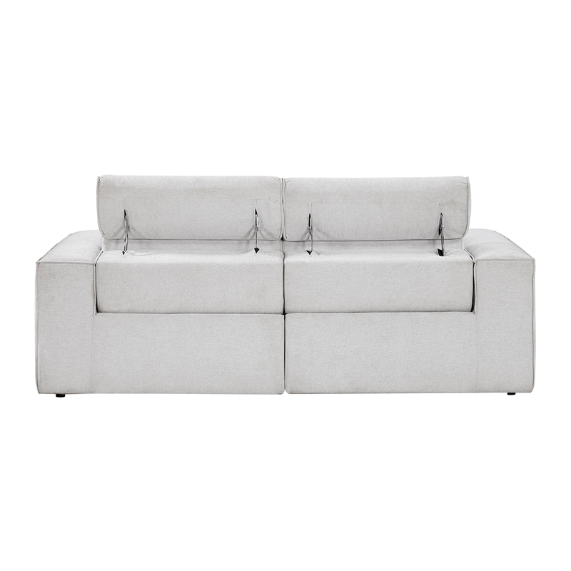 Pemberly Row Power Reclining Loveseat with Power Headrests in Light Gray