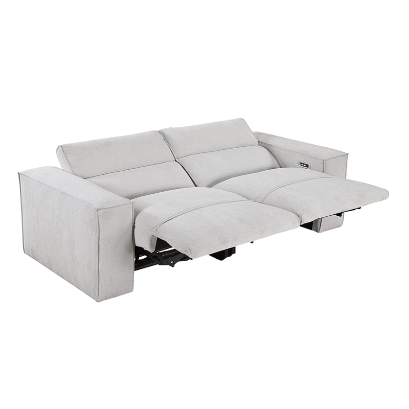 Pemberly Row Power Reclining Loveseat with Power Headrests in Light Gray