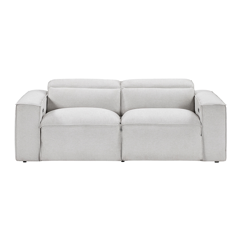 Pemberly Row Power Reclining Loveseat with Power Headrests in Light Gray