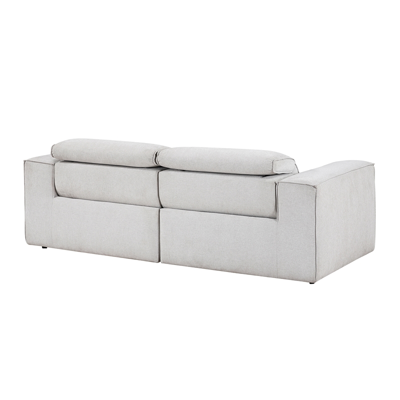Pemberly Row Power Reclining Loveseat with Power Headrests in Light Gray