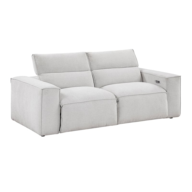 Pemberly Row Power Reclining Loveseat with Power Headrests in Light Gray
