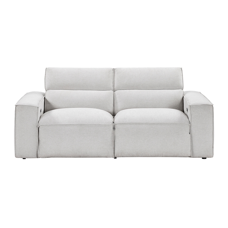 Pemberly Row Power Reclining Loveseat with Power Headrests in Light Gray