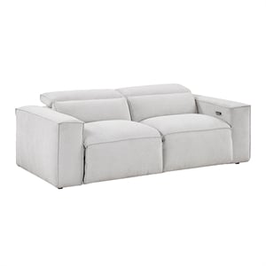 Pemberly Row Power Reclining Loveseat with Power Headrests in Light Gray