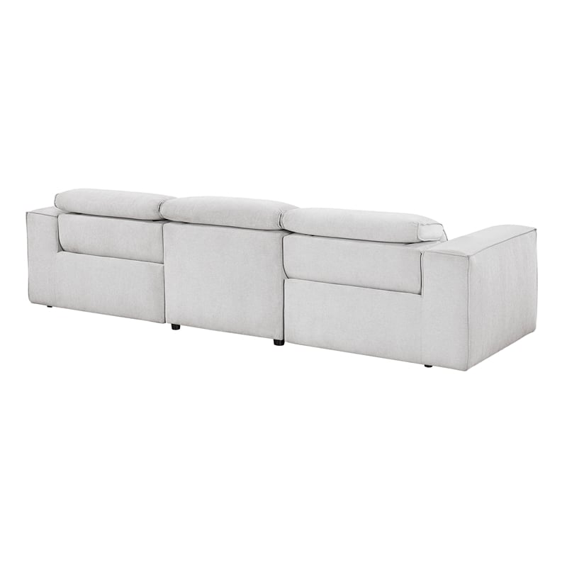 Pemberly Row Power Reclining Sofa with Power Headrests USB in Light Gray