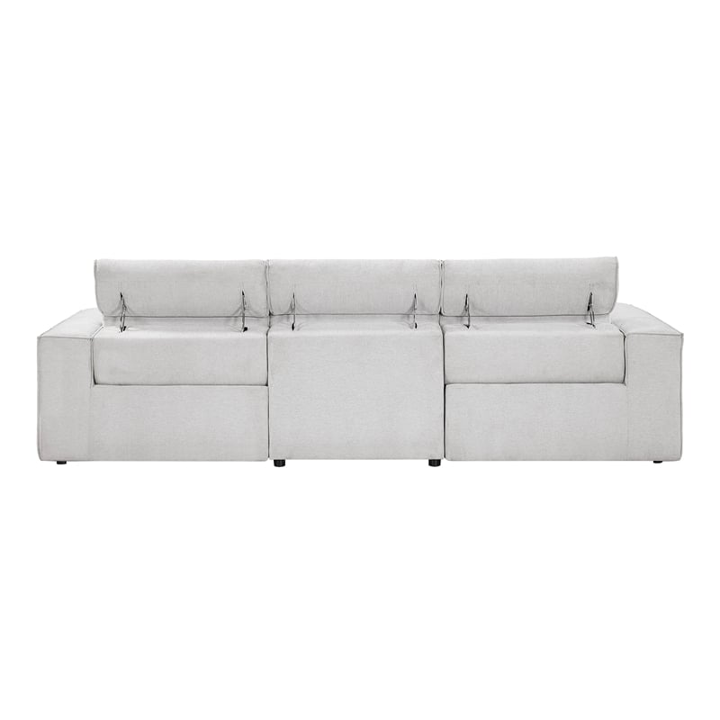 Pemberly Row Power Reclining Sofa with Power Headrests USB in Light Gray