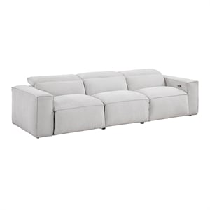 Pemberly Row Power Reclining Sofa with Power Headrests USB in Light Gray