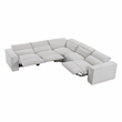 Pemberly Row Microfiber 5-Piece Modular Power Reclining Sectional in Light Gray