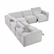 Pemberly Row Microfiber 5-Piece Modular Power Reclining Sectional in Light Gray