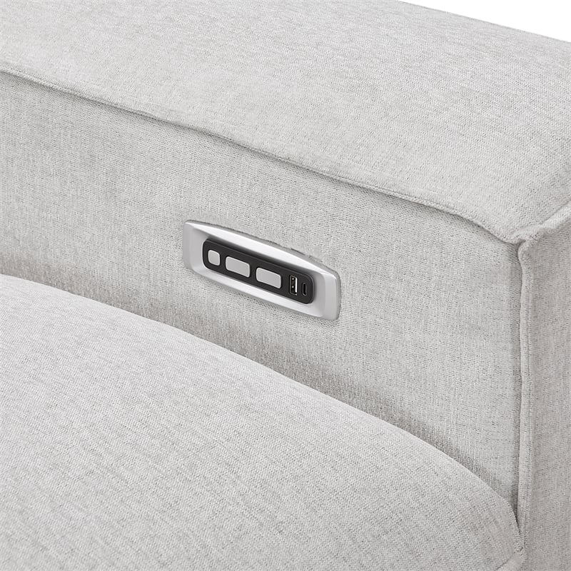 Pemberly Row Microfiber 5-Piece Modular Power Reclining Sectional in Light Gray