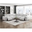 Pemberly Row Microfiber 5-Piece Modular Power Reclining Sectional in Light Gray