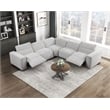 Pemberly Row Microfiber 5-Piece Modular Power Reclining Sectional in Light Gray