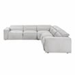 Pemberly Row Microfiber 5-Piece Modular Power Reclining Sectional in Light Gray